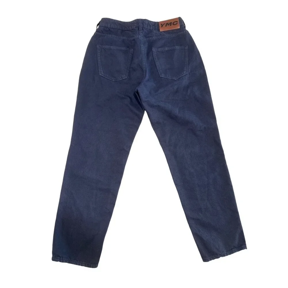 YMC Tearaway Jeans Men Small Navy Blue Cropped Tapered Relaxed Mid Rise Straight